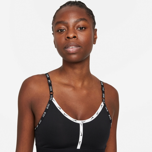 Nike Dri-FIT Indy Logo Tape Sports Bra - Black/White