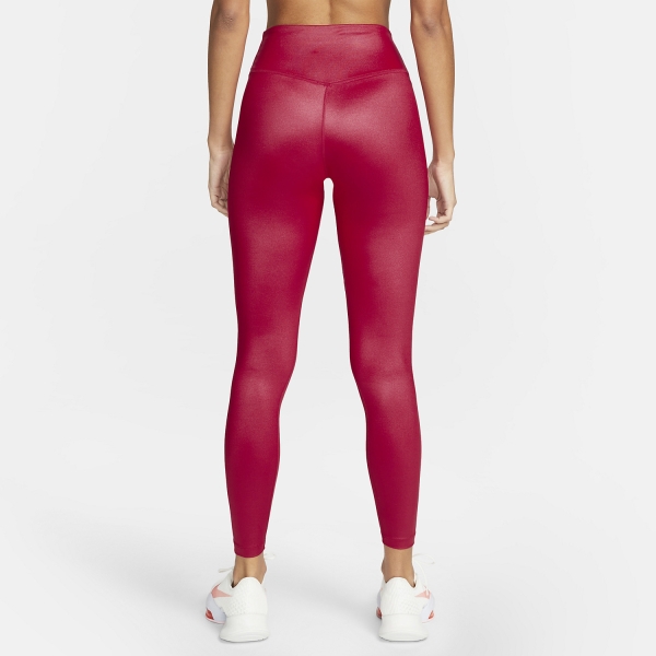 Nike Dri-FIT One Shine Tights - Mystic Hibiscus/White