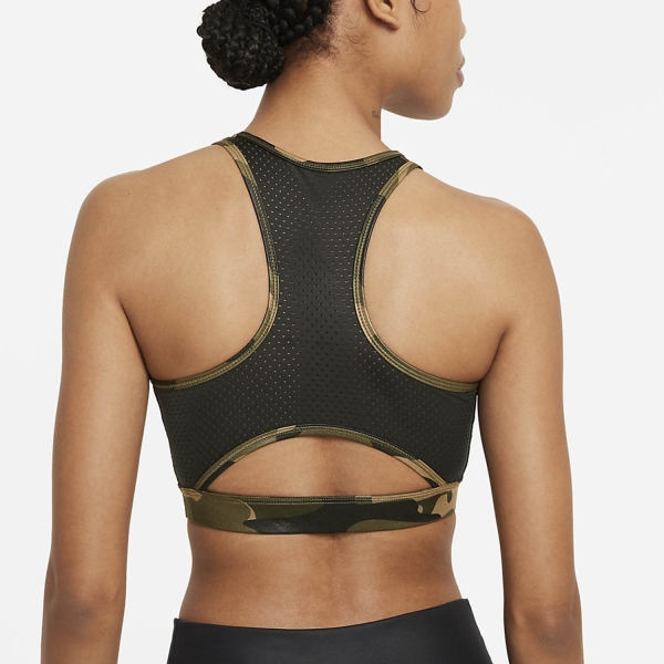 Nike Dri-FIT Swoosh Camo Sports Bra - Medium Olive/Black/White