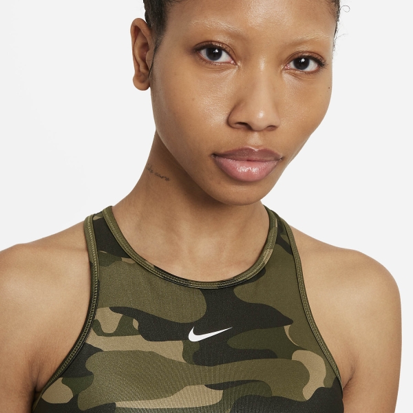 Nike Dri-FIT Swoosh Camo Sports Bra - Medium Olive/Black/White