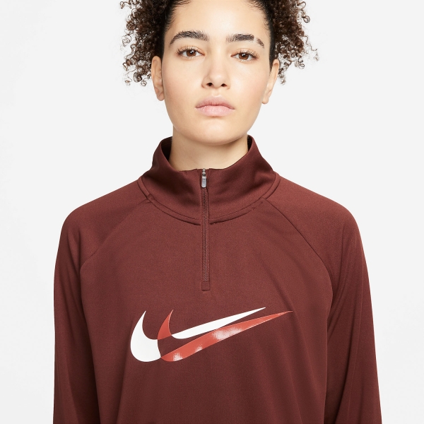 Nike Dri-FIT Swoosh Run Shirt - Bronze Eclipse/Redstone/White
