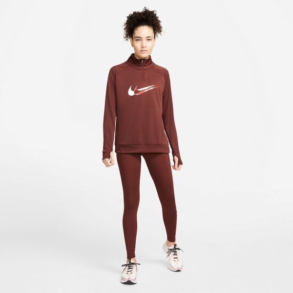 Nike Dri-FIT Swoosh Run Shirt - Bronze Eclipse/Redstone/White