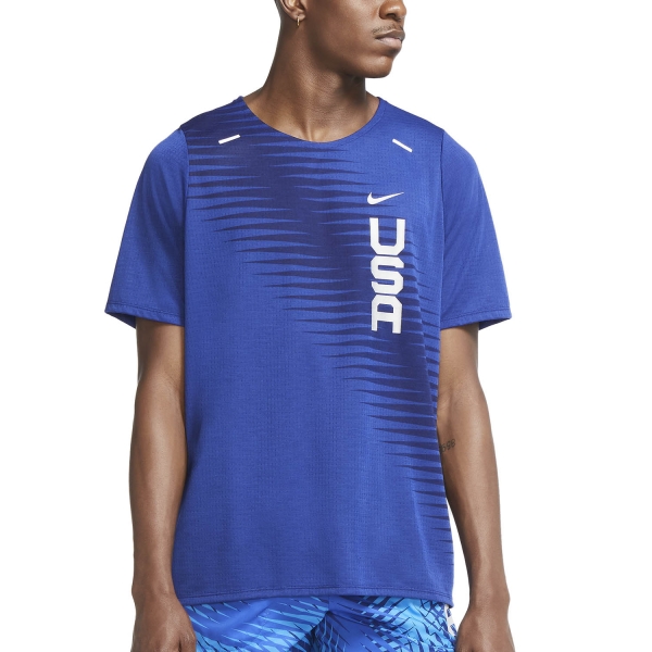 Nike Team USA Dri-FIT Camiseta Running Hombre Deep Royal Blue