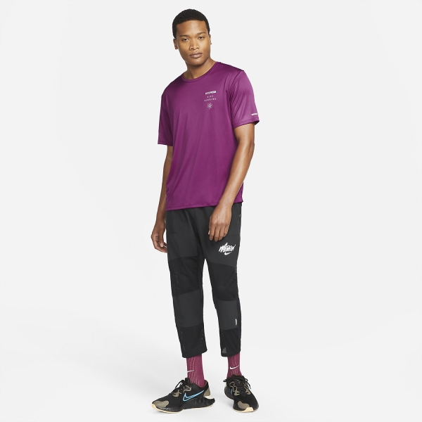 Nike Dri-FIT UV Run Division Miler T-Shirt - Sangria/Reflective Silver