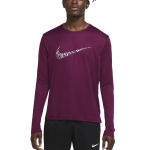 Men's Running Shirt Nike DriFIT UV Run Division Miler Shirt  Sangria/Reflective Silver DM4707610