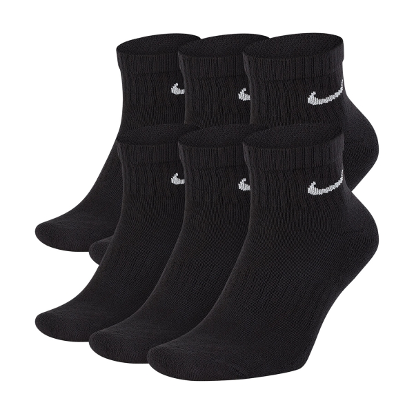 Running Socks Nike Everyday Cushion x 6 Socks  Black/White SX7669010