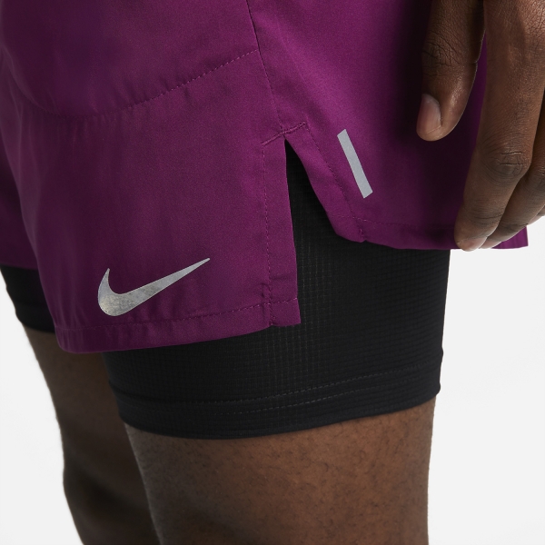 Nike Flex Stride 2 in 1 5in Shorts - Sangria/Black/Reflective Silver