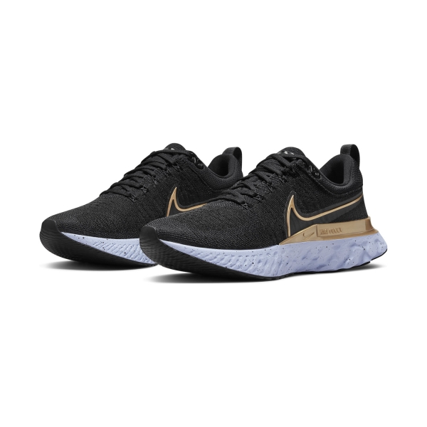Nike React Infinity Run Flyknit 2 - Black/Metallic Gold/Ghost/Dark Smoke Grey