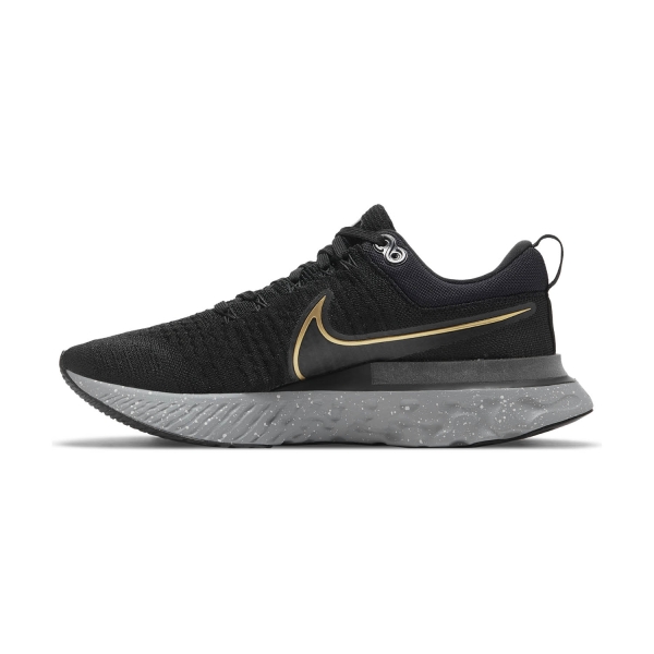 Nike React Infinity Run Flyknit 2 - Black/Metallic Gold/Smoke Grey