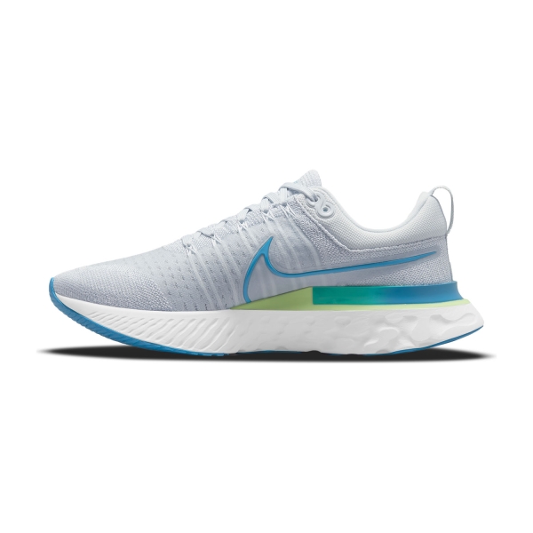 Nike React Infinity Run Flyknit 2 - Pure Platinum/Laser Blue/Lime Glow