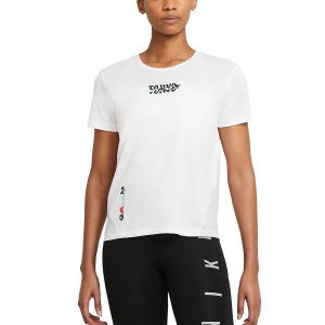 Women's Running T-Shirts Nike Tokyo Miler TShirt  White/Green Glow DA4339100