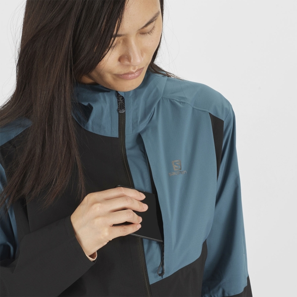 Salomon Bonatti Trail WP Chaqueta - Black/Mallard Blue/Sirocco