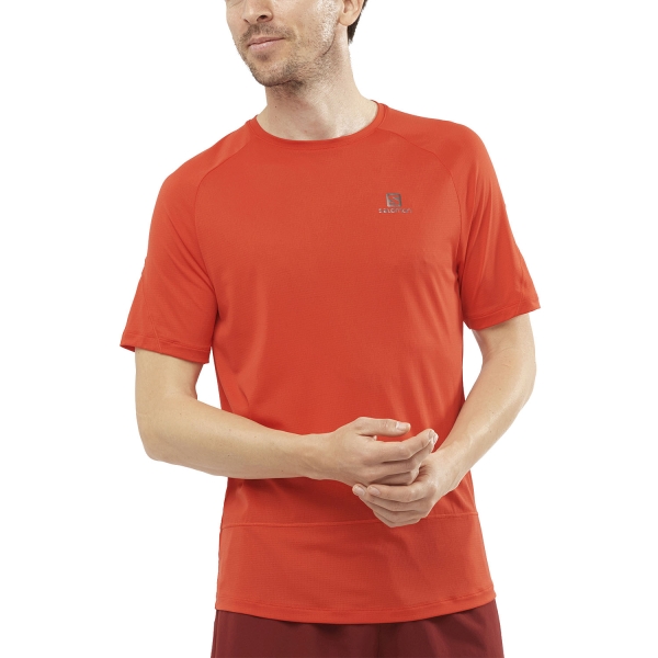 Men's Running T-Shirt Salomon Cross Run TShirt  Fiery Red LC1721200