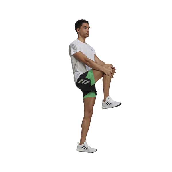 adidas Fast Primeblue 2 in 1 6.5in Shorts - Black/Semi Screaming Green
