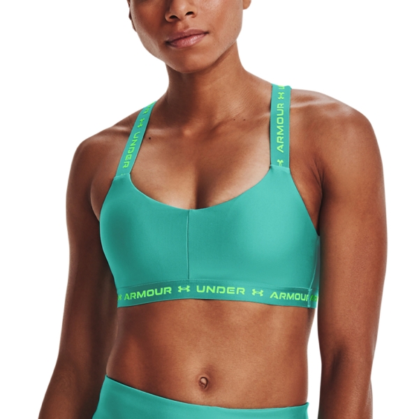 Under Armour Crossback Low Sports Bra - Neptune/Quirky Lime