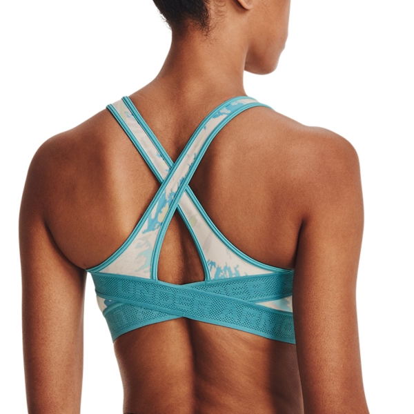 Under Armour Crossback Print Sports Bra - Stone/Halo Gray/Cloudless Sky