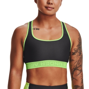 Women's Sports Bra Under Armour Crossback Solid Sports Bra  Jet Gray/Quirky Lime 13713720010