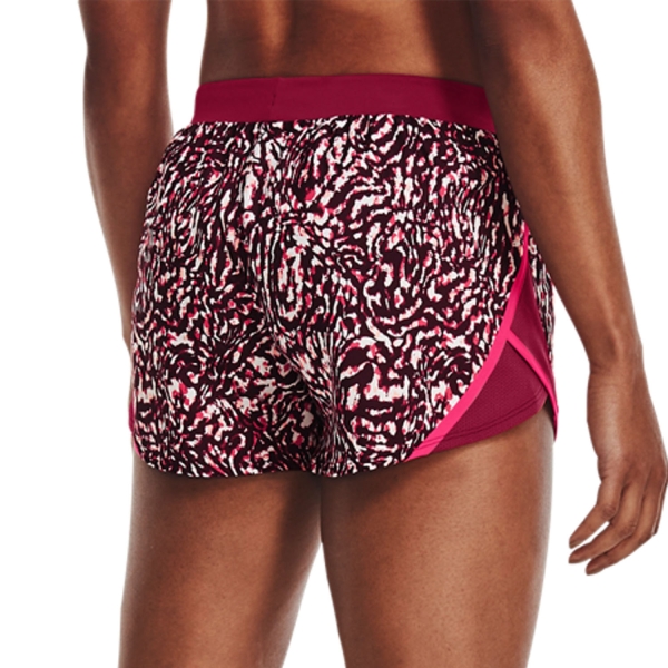 Under Armour Fly By 2.0 Print 3.5in Shorts - Black Rose/Penta Pink/Reflective