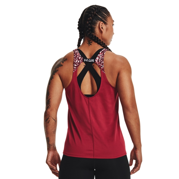Under Armour Fly By Printed Tank - Black Rose/Reflective