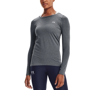 Women's Running Shirt Under Armour HeatGear Logo Shirt  Pitch Gray Light Heather/Metallic Silver 13289660012
