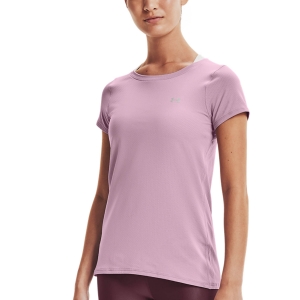 Women's Fitness & Training T-Shirt Under Armour HeatGear TShirt  Mauve Pink/Metallic Silver 13289640698