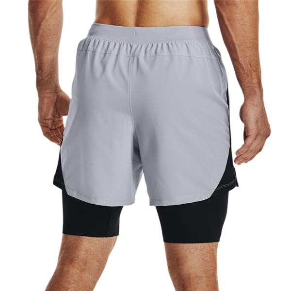 Under Armour Launch 2 in 1 5in Shorts - Mod Gray/Black/Reflective