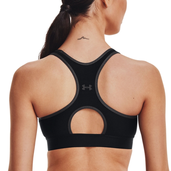 Under Armour Mid Keyhole Graphic Sports Bra - Black/Jet Gray