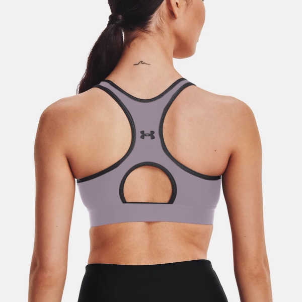 Under Armour Mid Keyhole Graphic Sports Bra - Mauve Pink/Black