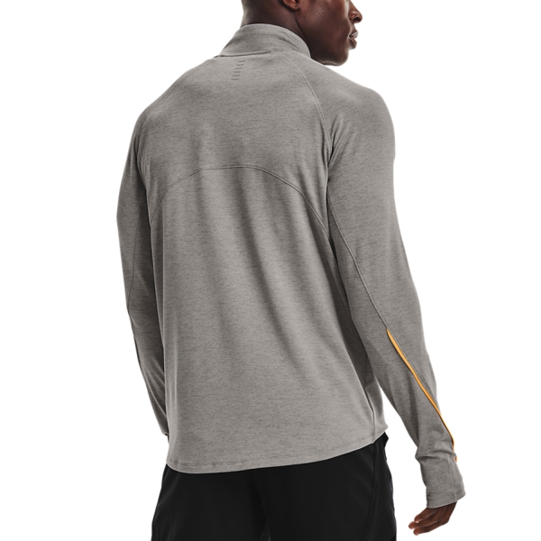 Under Armour Qualifier Run 2.0 Shirt - Concrete Full Heather/Omega Orange/Reflective