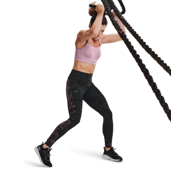 Under Armour Rush 6M Novelty Tights - Black/Metallic Silver