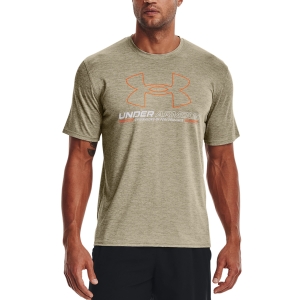 Men's Training T-Shirt Under Armour Vent Logo TShirt  Khaki Gray/Stone/Blaze Orange 13703670037