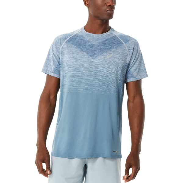 Maglietta Running Uomo Asics Seamless Maglietta  Azure/Light Steel 2011C398401