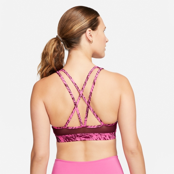 Nike Dri-FIT Swoosh Strappy Sports Bra - Pinksicle/Burgundy Crush/Metallic Silver