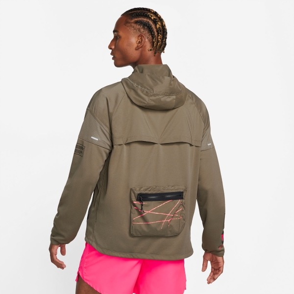 Nike Windrunner Logo Jacket - Olive Grey/Hyper Pink/Summit White