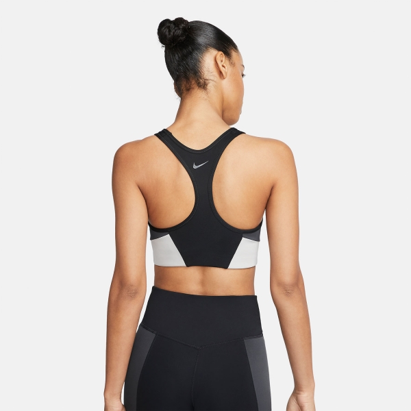 Nike Dri-FIT Logo Reggiseno Sportivo - Black/Dark Smoke Grey/lt Iron Ore