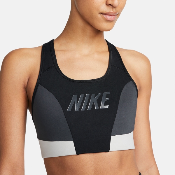 Nike Dri-FIT Logo Reggiseno Sportivo - Black/Dark Smoke Grey/lt Iron Ore
