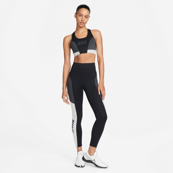 Nike Dri-FIT Logo Reggiseno Sportivo - Black/Dark Smoke Grey/lt Iron Ore
