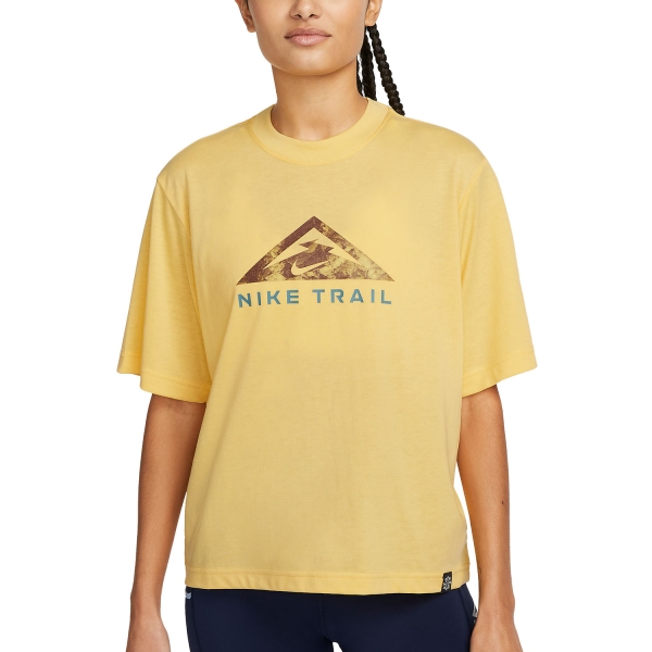 Women's Running T-Shirts Nike Nike Trail DriFIT TShirt  Topaz Gold  Topaz Gold 