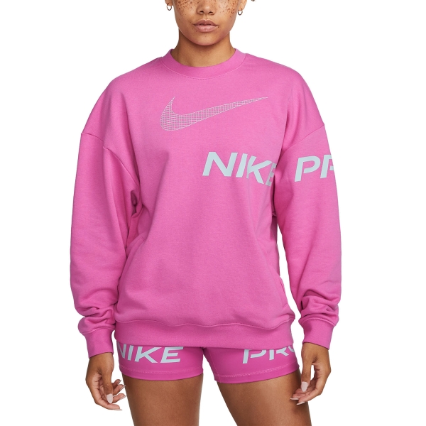 Camisa y Sudadera Fitness y Training Mujer Nike DriFIT Get Fit Logo Sudadera  Active Fuchsia/Ocean Bliss DX0074623