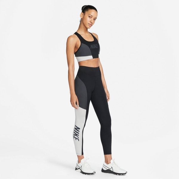 Nike One Dri-FIT Logo 7/8 Tights - Black/Dark Smoke Grey