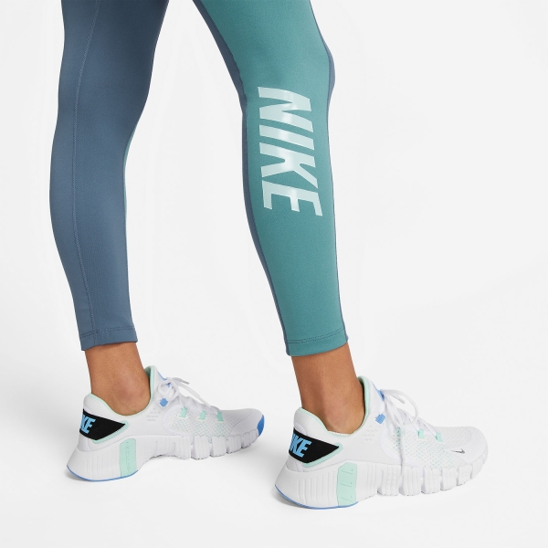 Nike One Dri-FIT Logo 7/8 Tights - Diffused Blue/Noise Aqua/Ocean Bliss