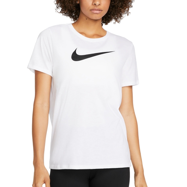 Maglietta Fitness e Training Donna Nike Nike DriFIT Maglietta  White/Black  White/Black 