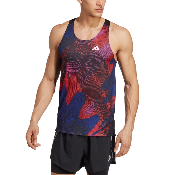 Top Running Hombre adidas Adizero AEROREADY Top  Black/Bird Red HR5680