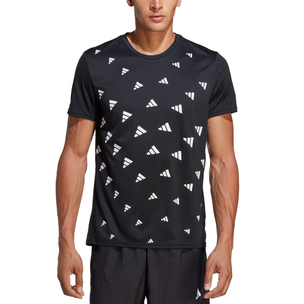 Men's Running T-Shirt adidas Brand Love AEROREADY TShirt  Black/White HR3254