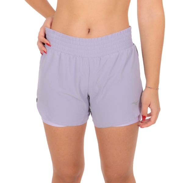 Women's Running Shorts Mizuno Classic Logo 2 in 1 4.5in Shorts  Winsteria/Pastel Lilac J2GBA20268