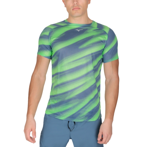 Men's Running T-Shirt Mizuno Mizuno Dryaeroflow Graphic Print TShirt  Light Green  Light Green 