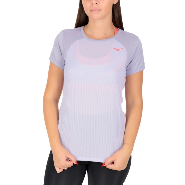 Women's Running T-Shirts Mizuno Mizuno Dryaeroflow Logo TShirt  Pastel Lilac  Pastel Lilac 