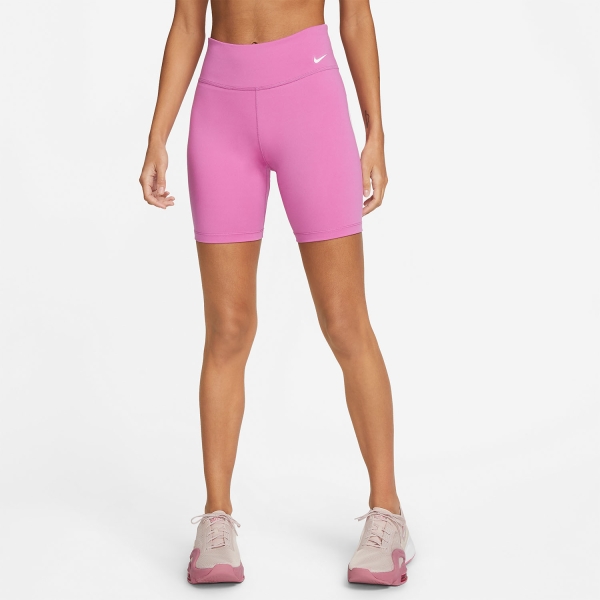 Nike One Mid Rise 7in Shorts - Cosmic Fuchsia/White