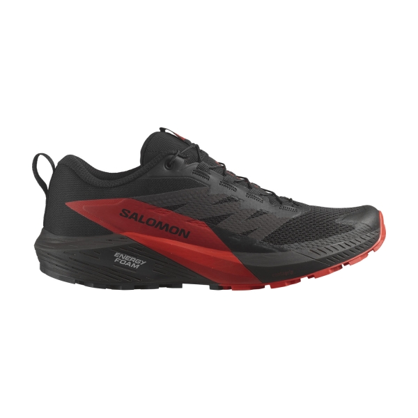 Men's Trail Running Shoes Salomon Sense Ride 5  Black/Fiery Red/Black L47214300