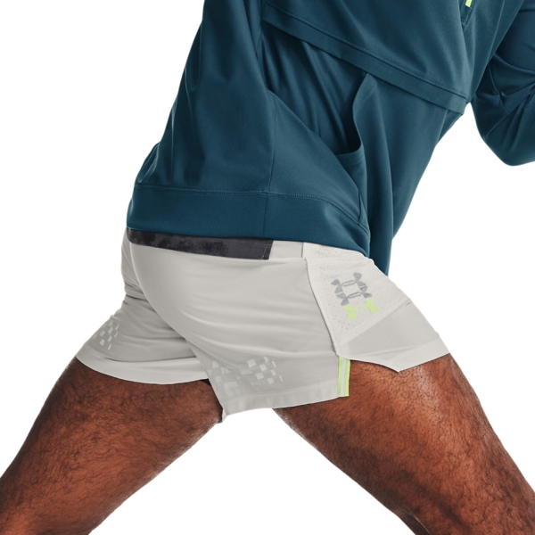 Under Armour Anywhere 5in Shorts - Gray Mist/Lime Surge